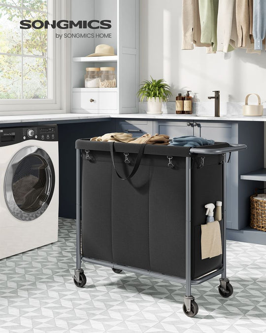 Rolling Laundry Basket | Wheeled Hamper with Steel Frame