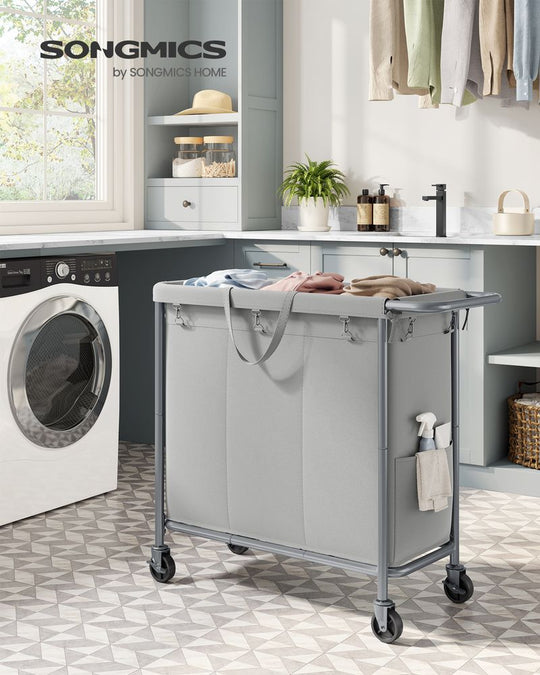 Rolling Laundry Basket | Wheeled Hamper with Steel Frame