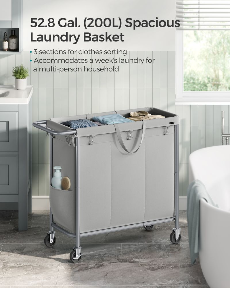 Rolling Laundry Basket | Wheeled Hamper with Steel Frame