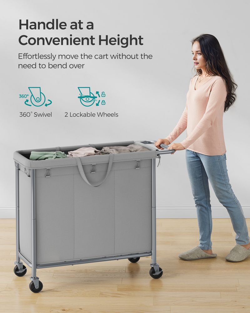 Rolling Laundry Basket | Wheeled Hamper with Steel Frame