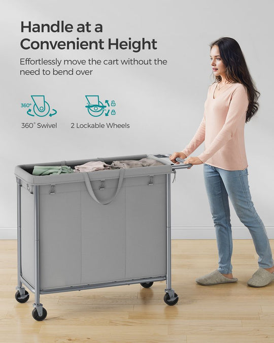 Rolling Laundry Basket | Wheeled Hamper with Steel Frame