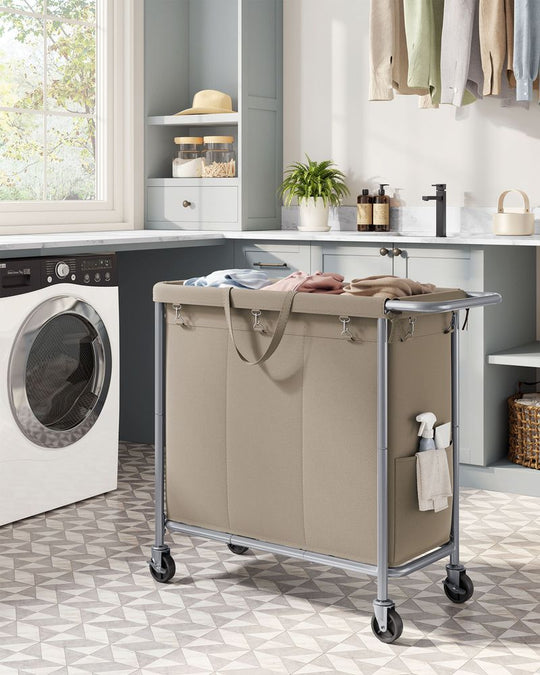 Rolling Laundry Basket | Wheeled Hamper with Steel Frame