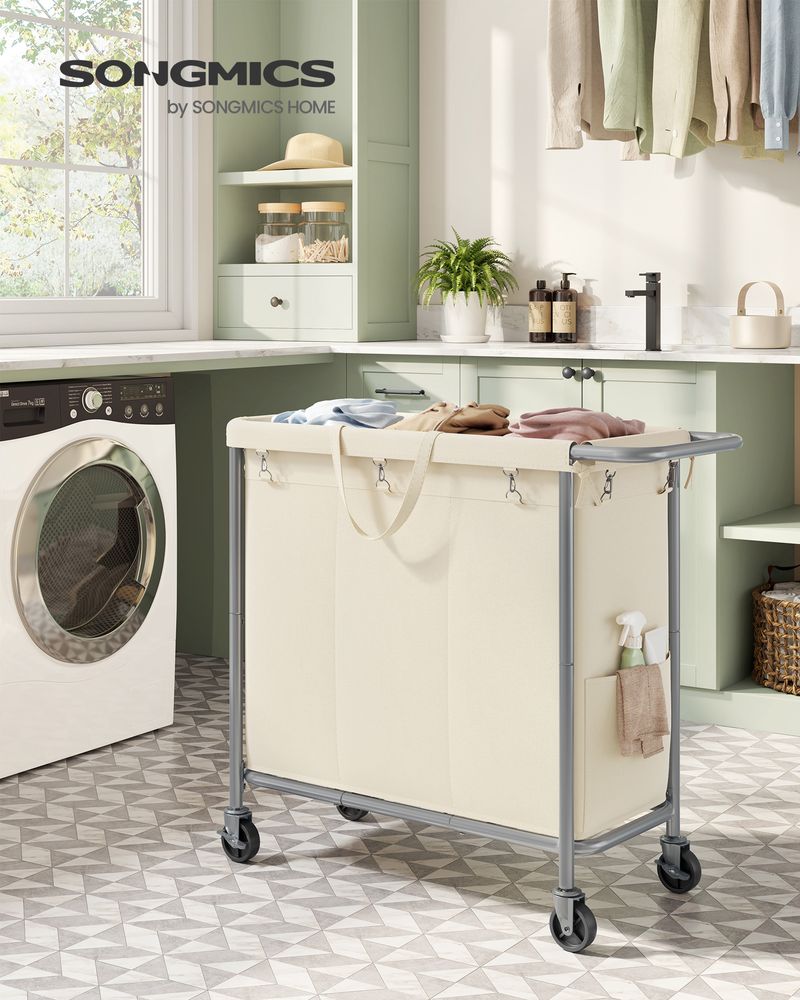 Rolling Laundry Basket | Wheeled Hamper with Steel Frame