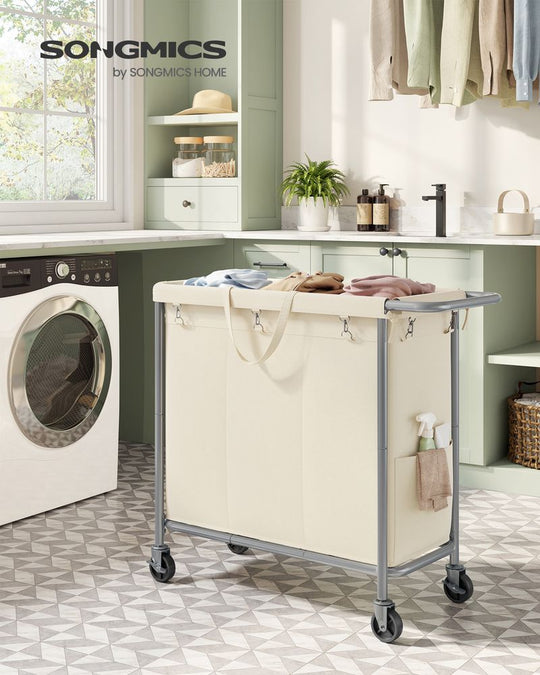 Rolling Laundry Basket | Wheeled Hamper with Steel Frame