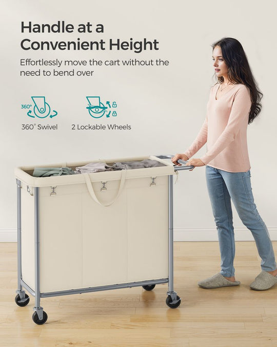 Rolling Laundry Basket | Wheeled Hamper with Steel Frame