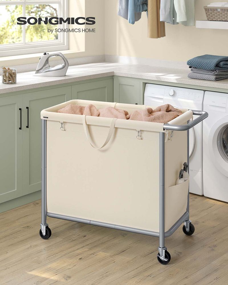 Rolling Laundry Basket | Wheeled Hamper with Steel Frame