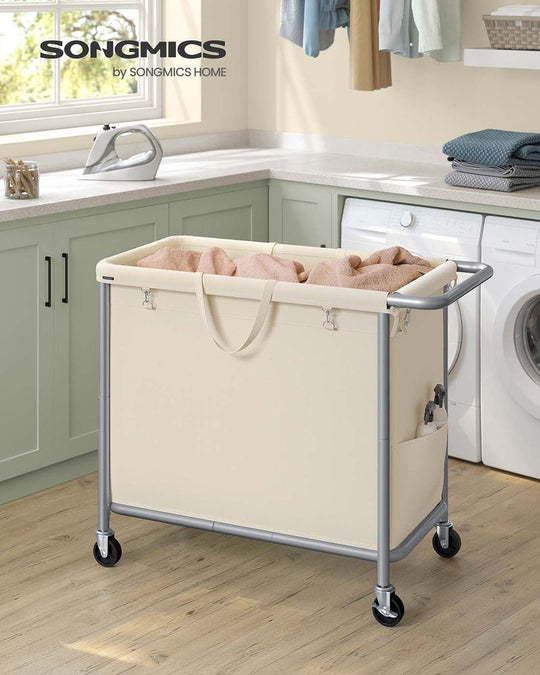 Rolling Laundry Basket | Wheeled Hamper with Steel Frame
