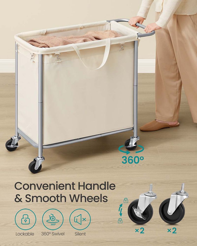 Rolling Laundry Basket | Wheeled Hamper with Steel Frame