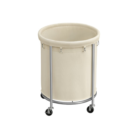 Round Rolling Laundry Hamper | Steel Frame Cart With Wheels