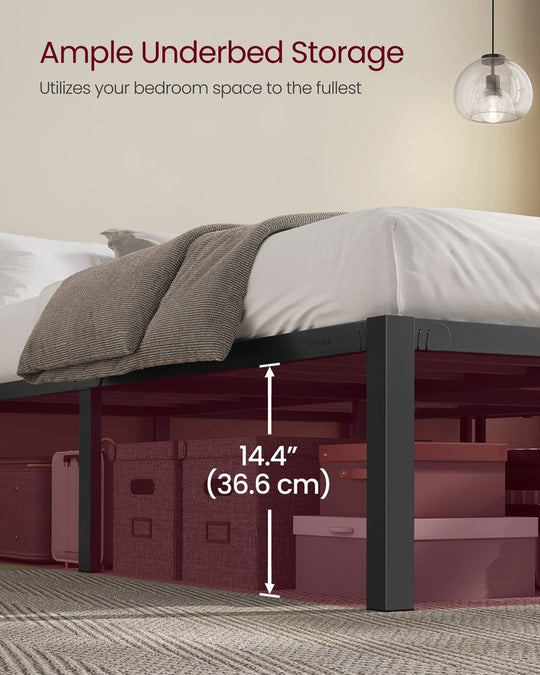 Heavy Duty Metal Platform Bed Frame | Underbed Storage With Tool Free Assembly