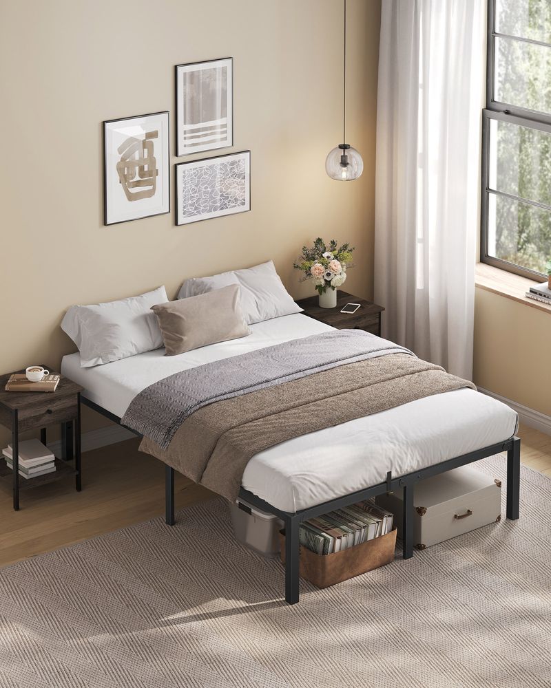 Heavy Duty Metal Platform Bed Frame | Underbed Storage With Tool Free Assembly