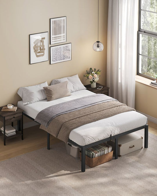 Heavy Duty Metal Platform Bed Frame | Underbed Storage With Tool Free Assembly