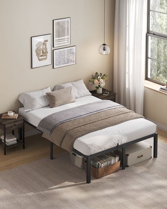 Heavy Duty Metal Platform Bed Frame | Underbed Storage With Tool Free Assembly