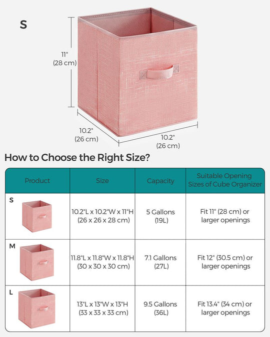 Fabric Storage Cubes | Set of 6 Foldable Storage Bins