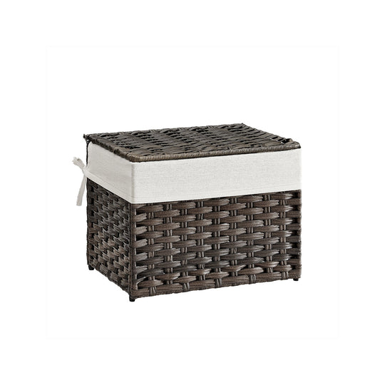 Large Storage Basket With Lid | Woven Hamper For Blankets