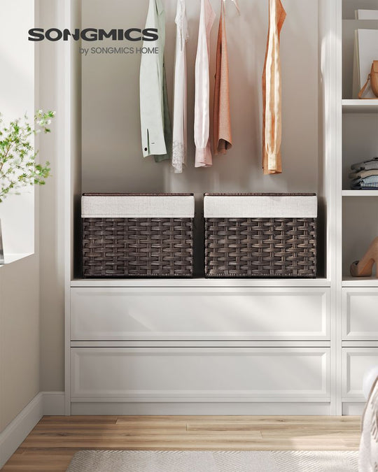 Large Storage Basket With Lid | Woven Hamper For Blankets