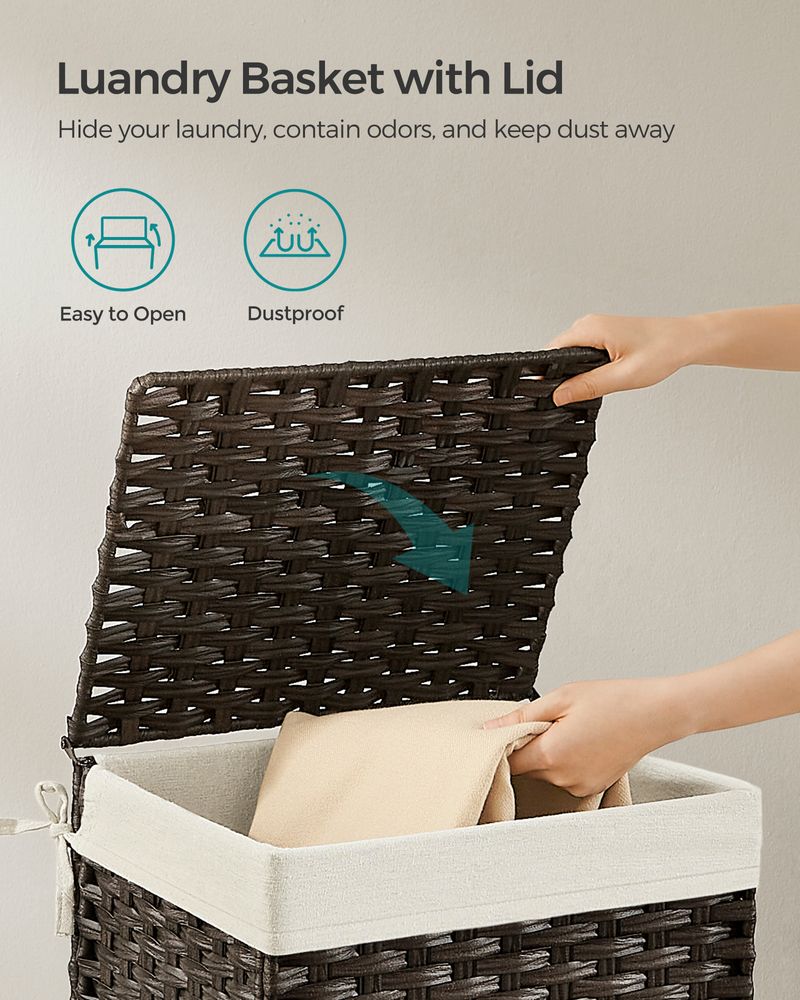Large Storage Basket With Lid | Woven Hamper For Blankets