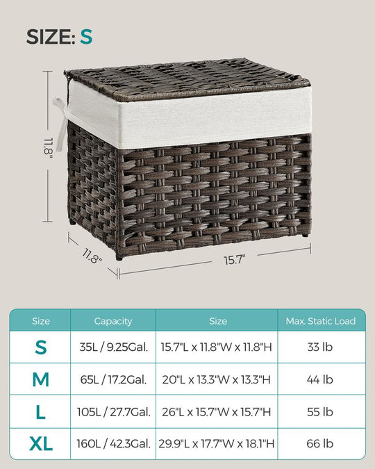 Large Storage Basket With Lid | Woven Hamper For Blankets