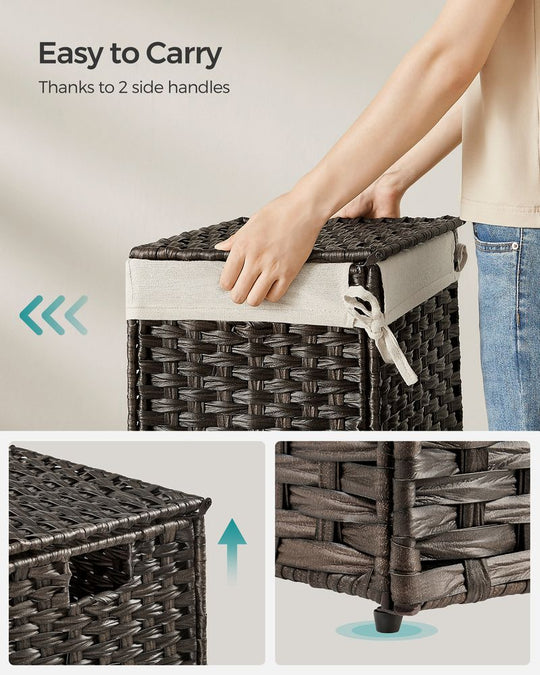 Large Storage Basket With Lid | Woven Hamper For Blankets