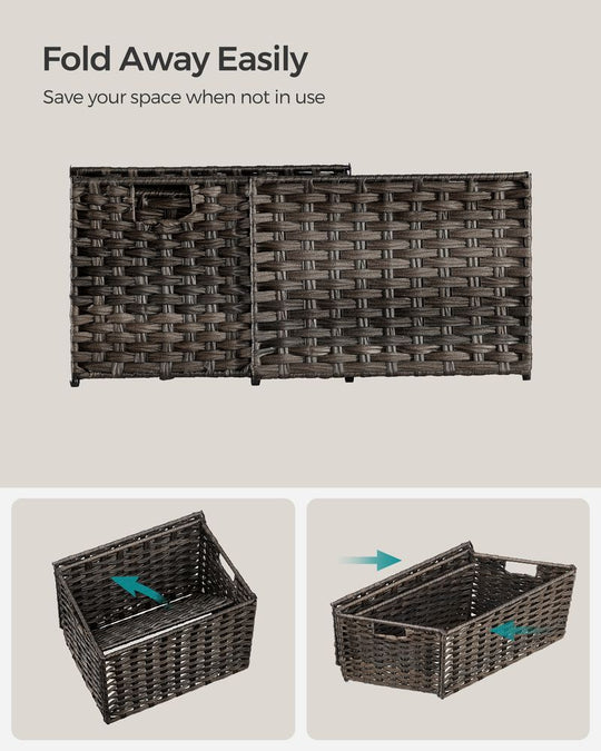 Large Storage Basket With Lid | Woven Hamper For Blankets