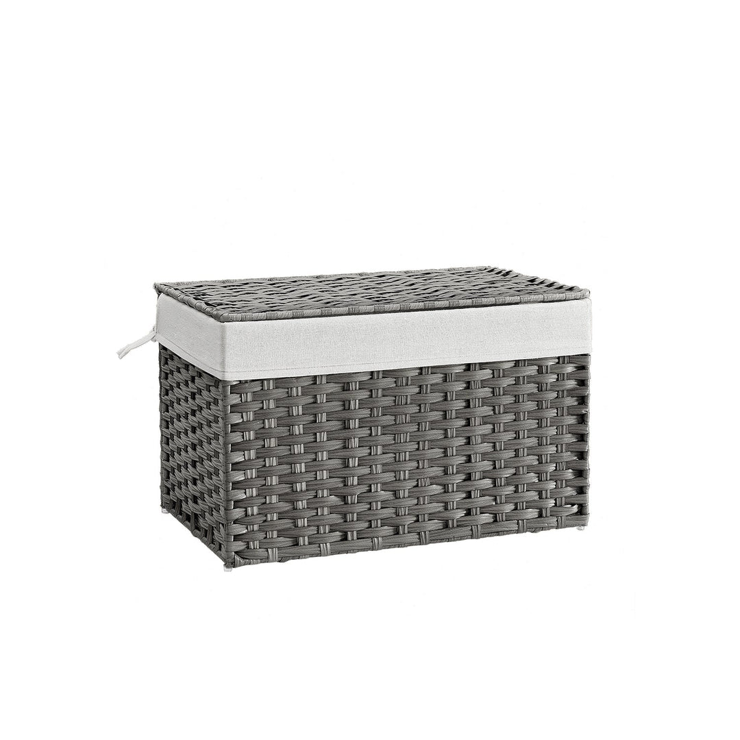 Large Storage Basket With Lid | Woven Hamper For Blankets
