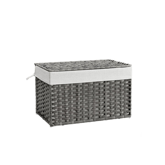 Large Storage Basket With Lid | Woven Hamper For Blankets