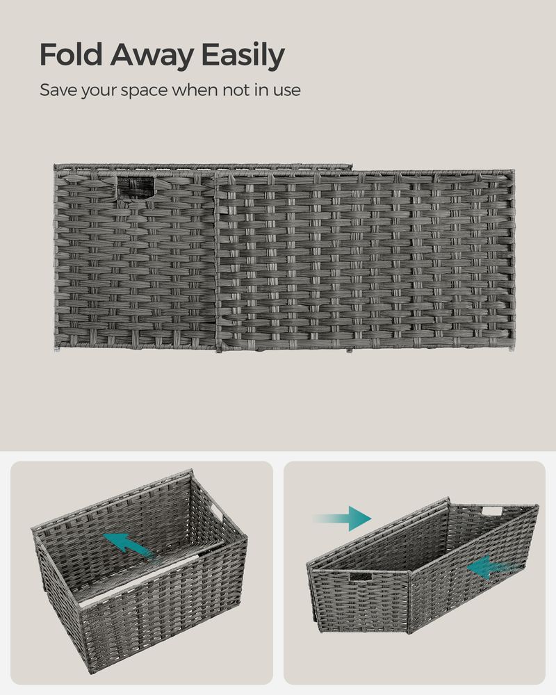 Large Storage Basket With Lid | Woven Hamper For Blankets