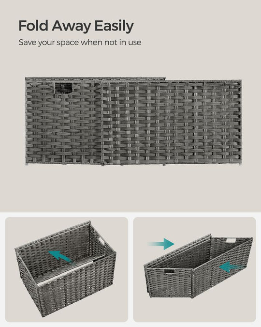 Large Storage Basket With Lid | Woven Hamper For Blankets