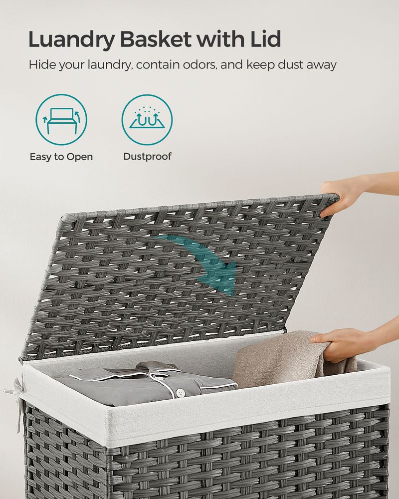 Large Storage Basket With Lid | Woven Hamper For Blankets