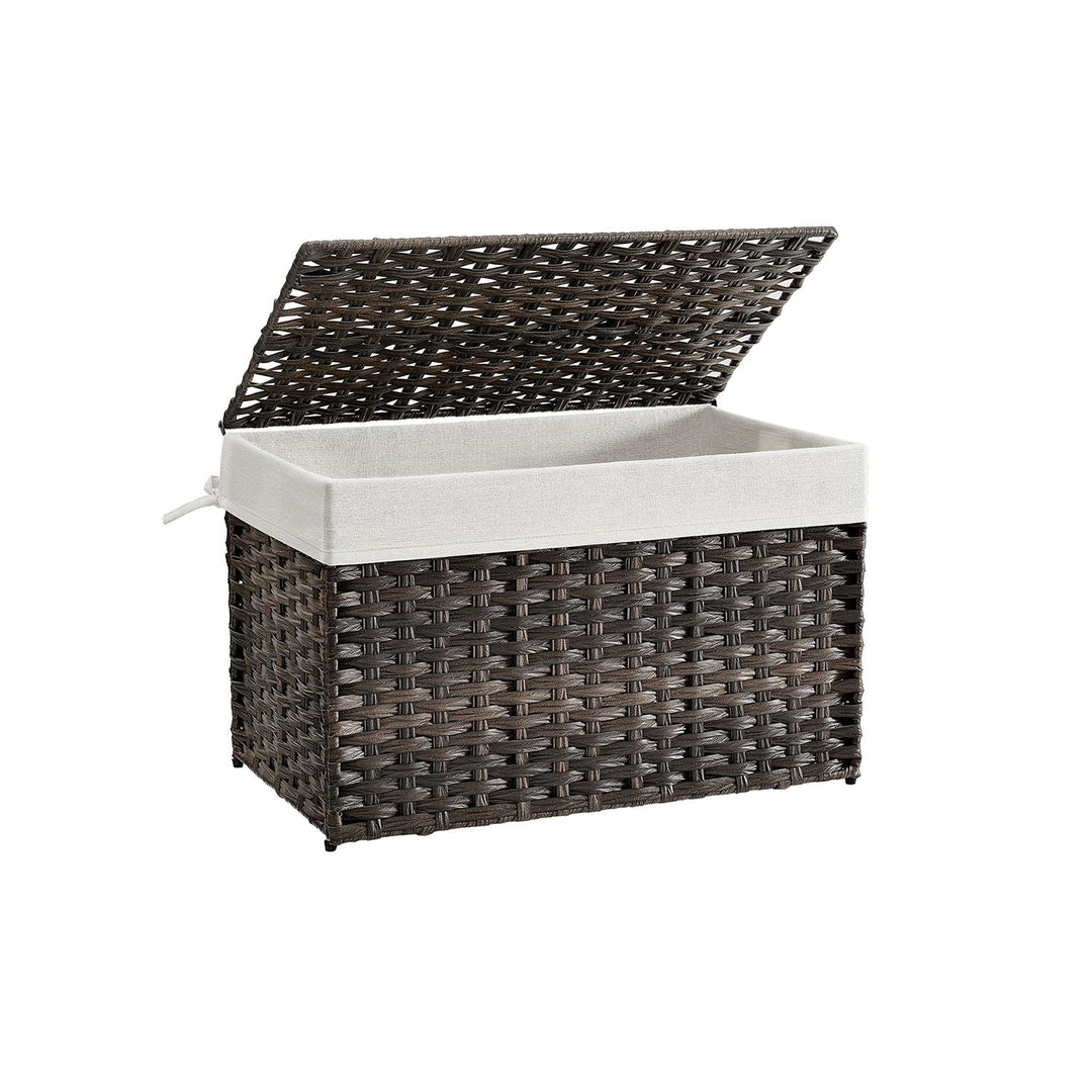 Large Storage Basket With Lid | Woven Hamper For Blankets