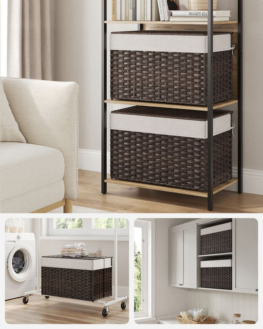 Large Storage Basket With Lid | Woven Hamper For Blankets