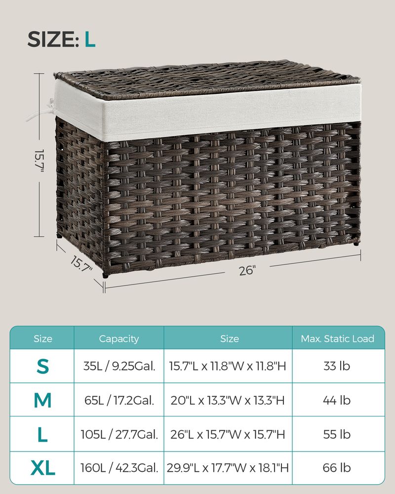 Large Storage Basket With Lid | Woven Hamper For Blankets