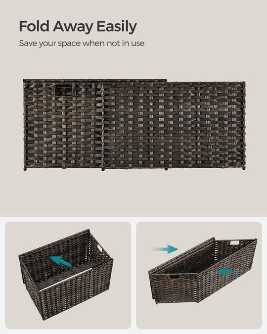 Large Storage Basket With Lid | Woven Hamper For Blankets