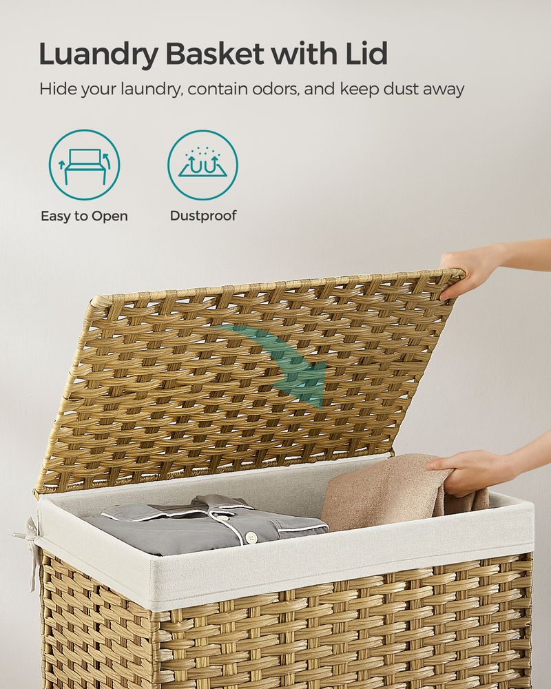Large Storage Basket With Lid | Woven Hamper For Blankets