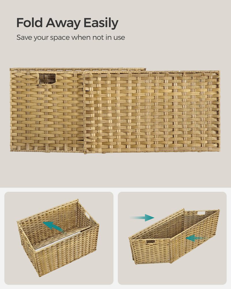 Large Storage Basket With Lid | Woven Hamper For Blankets
