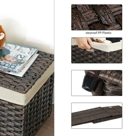 Large Storage Basket With Lid | Woven Hamper For Blankets