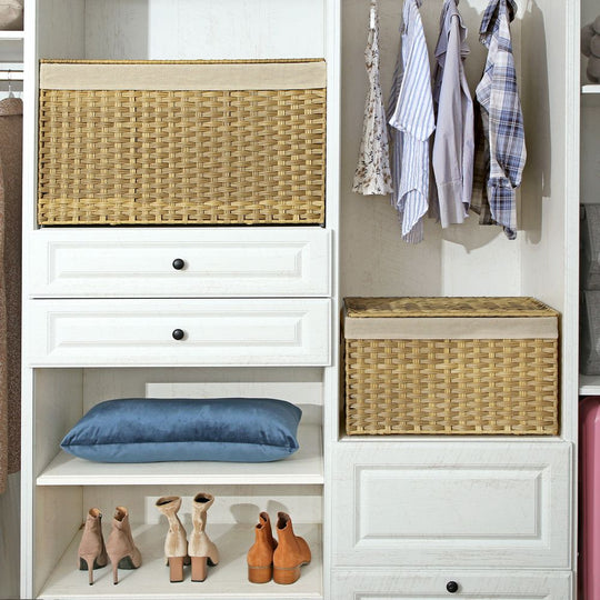 Large Storage Basket With Lid | Woven Hamper For Blankets