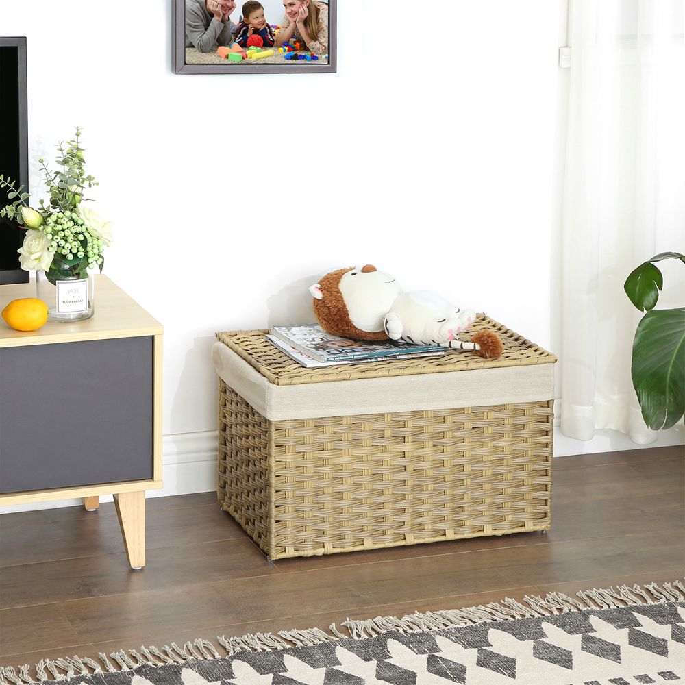 Large Storage Basket With Lid | Woven Hamper For Blankets