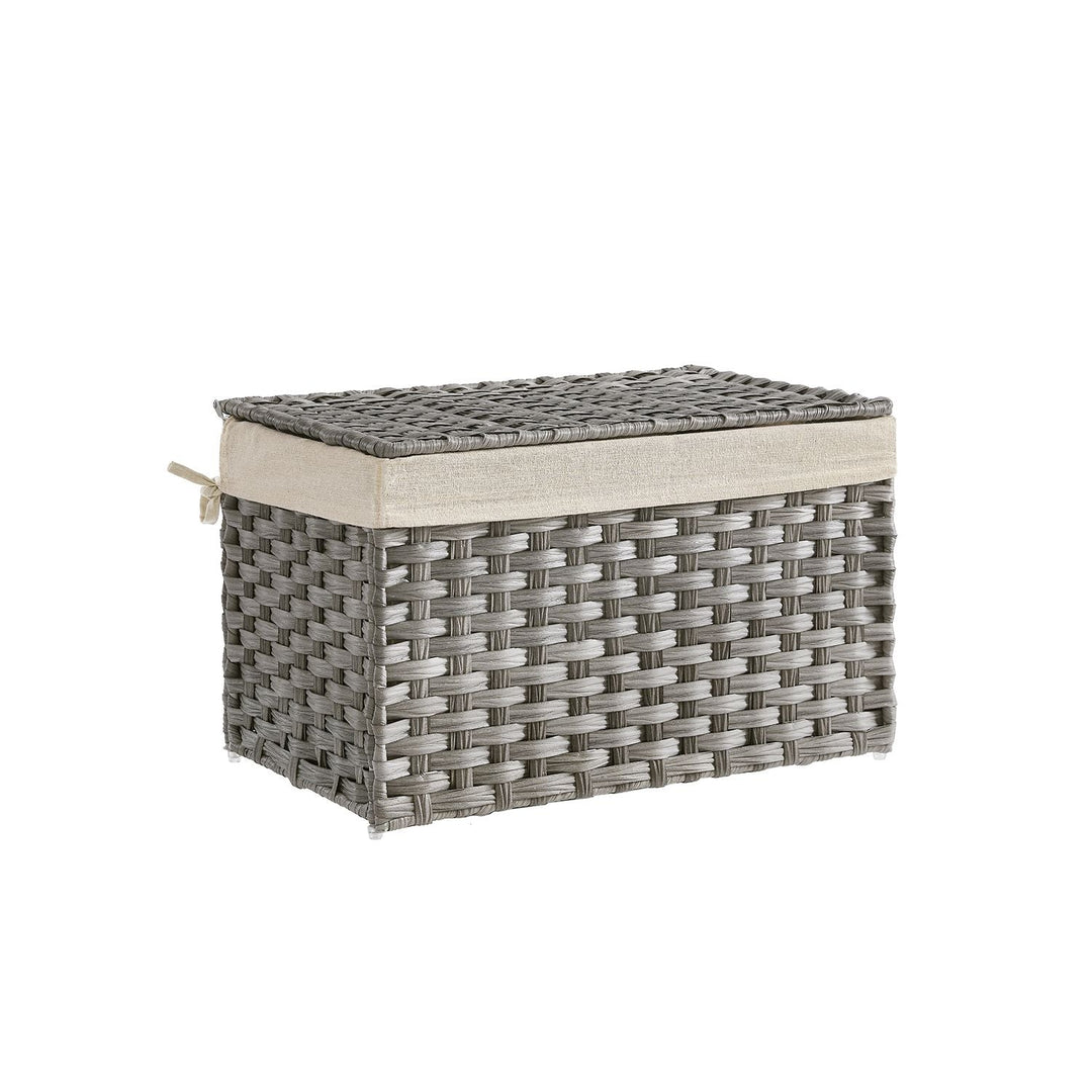 Large Storage Basket With Lid | Woven Hamper For Blankets