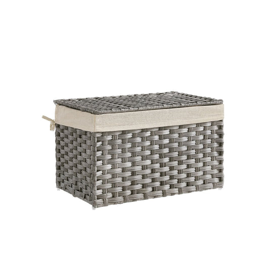 Large Storage Basket With Lid | Woven Hamper For Blankets