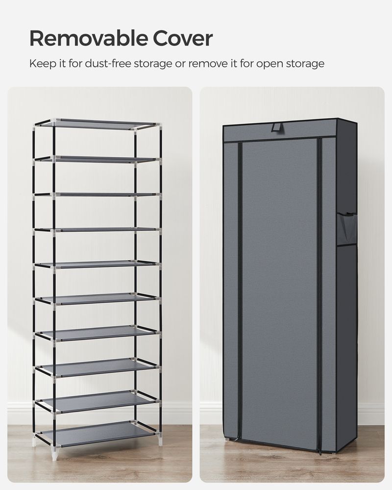 Nine Tier Shoe Rack | Covered Organizer With Roll Up Door