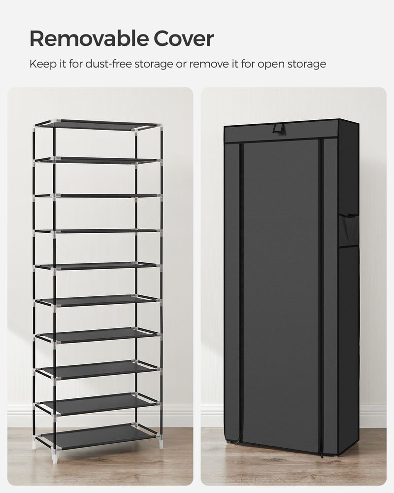 Nine Tier Shoe Rack | Covered Organizer With Roll Up Door