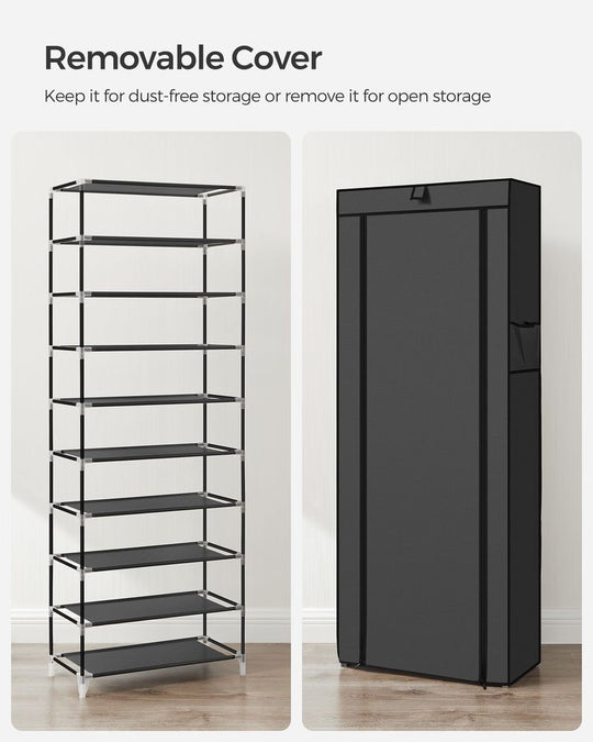 Nine Tier Shoe Rack | Covered Organizer With Roll Up Door