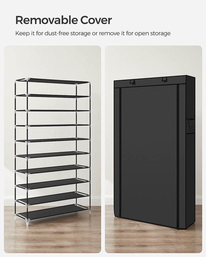 Nine Tier Shoe Rack | Covered Organizer With Roll Up Door