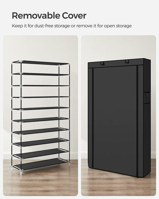 Nine Tier Shoe Rack | Covered Organizer With Roll Up Door