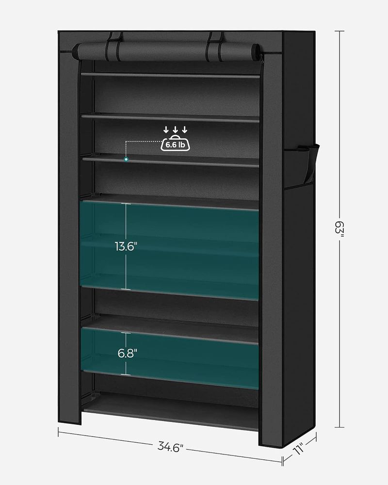 Nine Tier Shoe Rack | Covered Organizer With Roll Up Door
