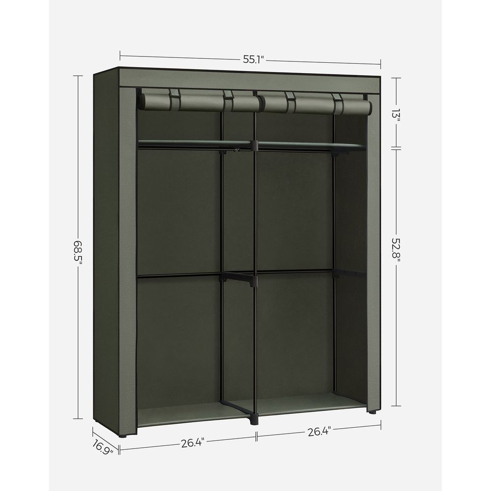 Portable Fabric Wardrobe Closet | Hanging Rods With Dust Cover