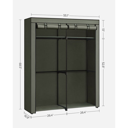 Portable Fabric Wardrobe Closet | Hanging Rods With Dust Cover