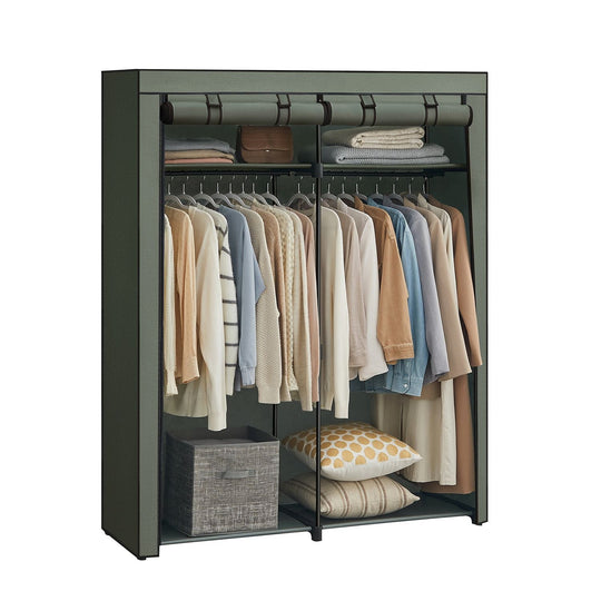 Portable Fabric Wardrobe Closet | Hanging Rods With Dust Cover