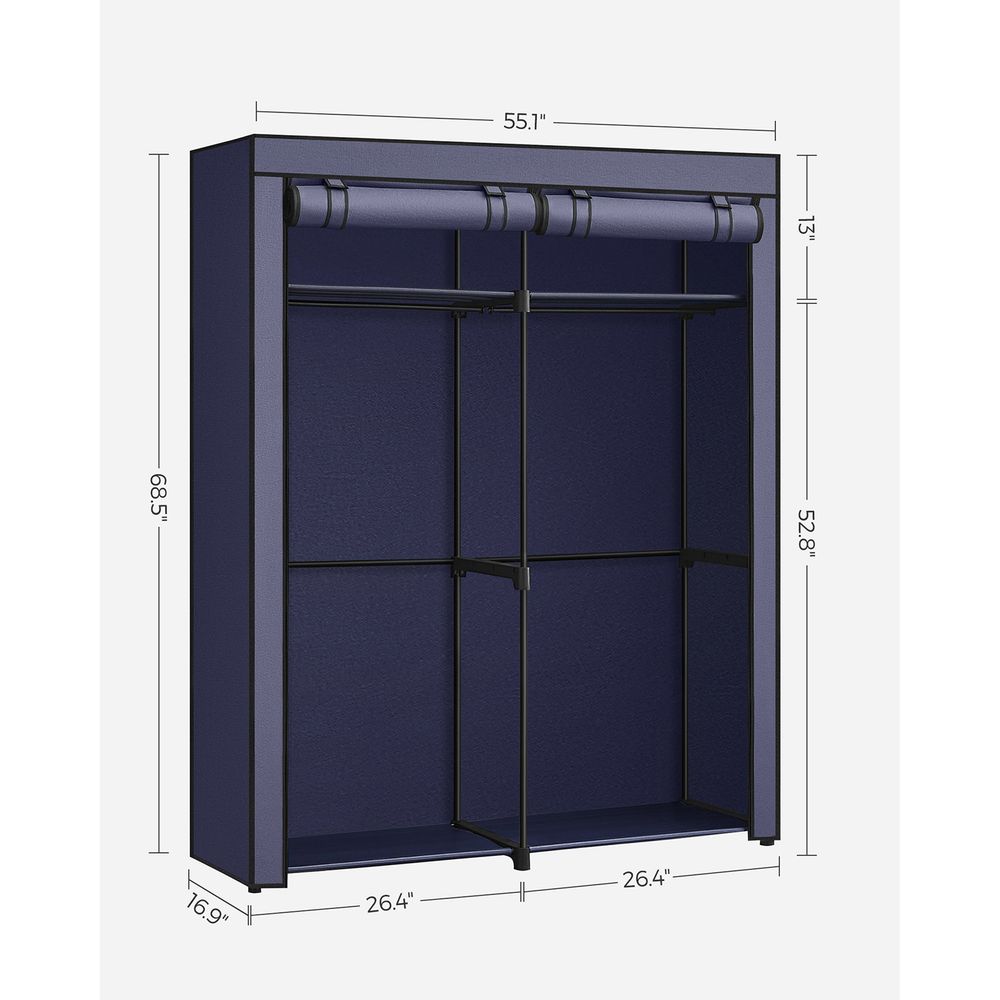 Portable Fabric Wardrobe Closet | Hanging Rods With Dust Cover